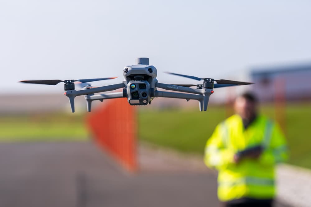A drone operating at the HeliOperations Portland facility